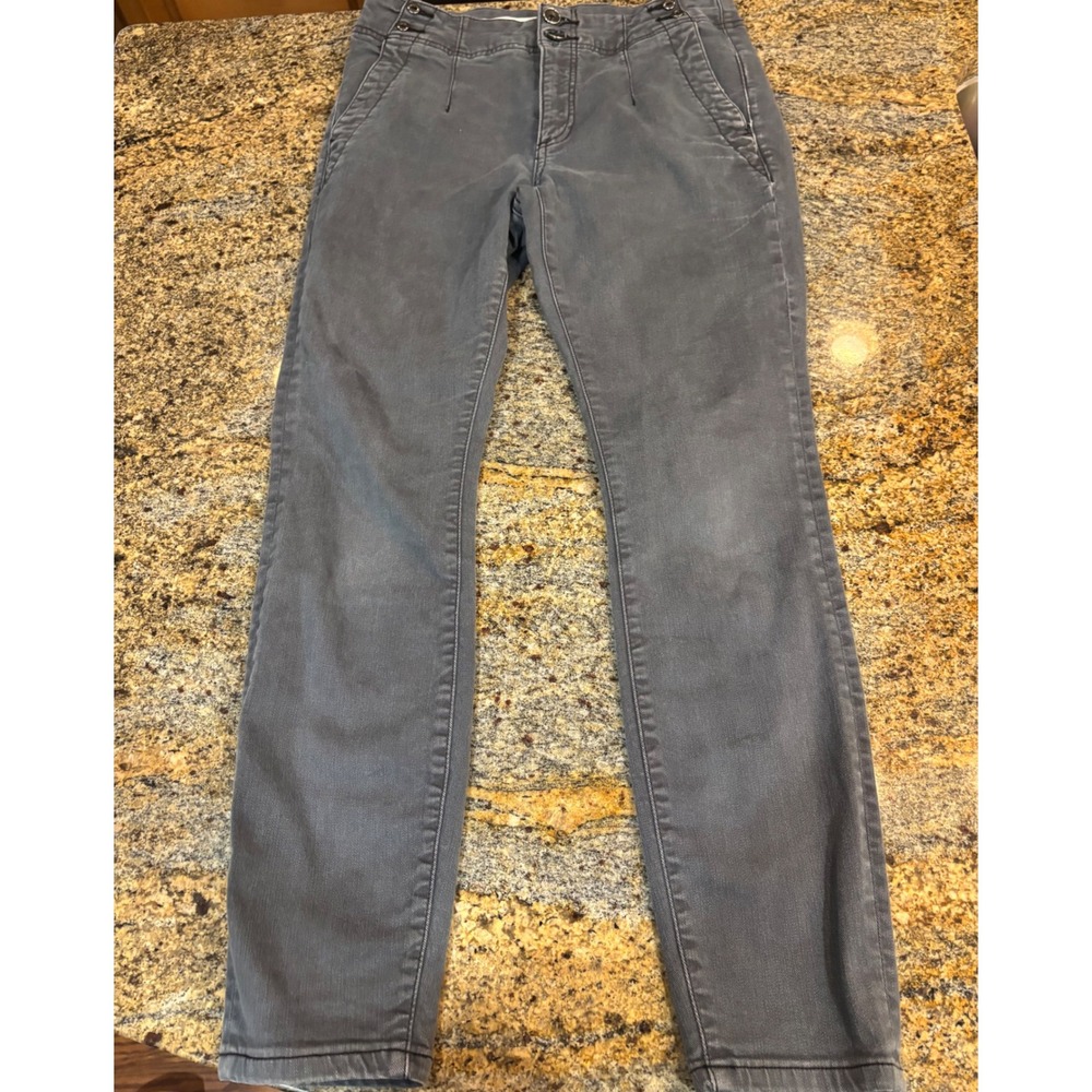 Anthropologie Pilcro High Rise‎ Skinny Pants Gray Button Fly 28W 27L